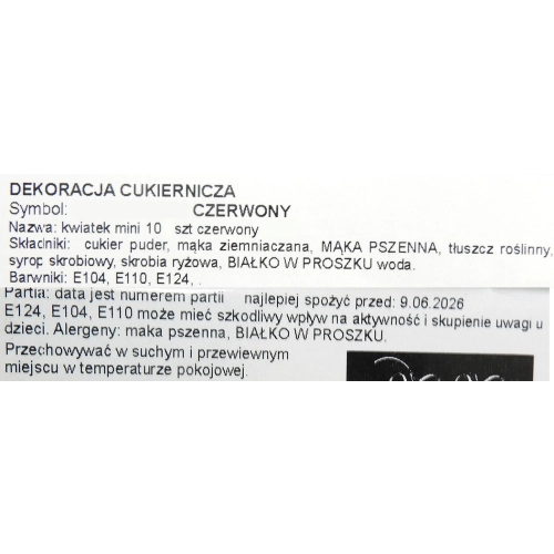 Kwiat cukrowy ozdoby na tort mini kwiaty czerwone dekoracje urodzinowe 10 sztuk